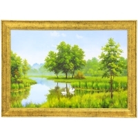 Постер в раме "Пейзаж с лебедями", 60 см х 40 см артикул 12876b.